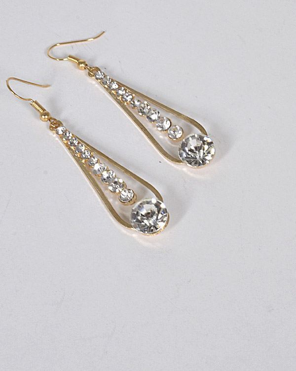 Crystal Studded Teardrop Earrings