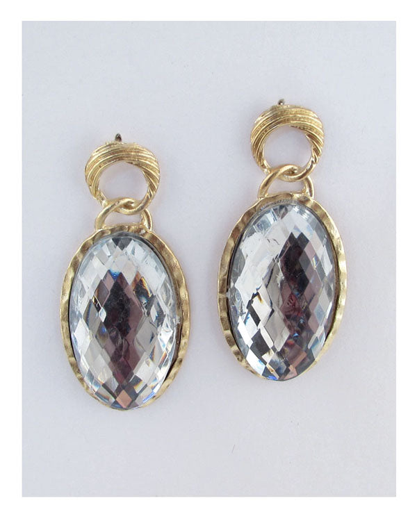 Faux crystal oval drop earrings