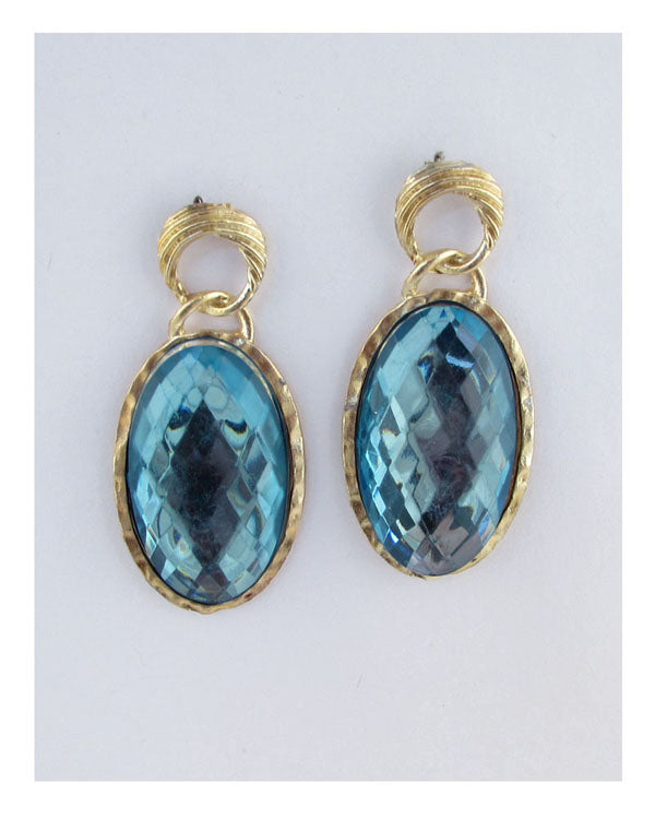 Faux crystal oval drop earrings