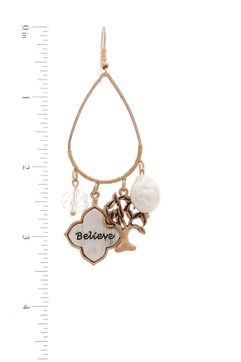 Believe Tree Charm Drop Earring