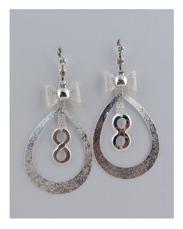 Oval drop earrings w/bow detail