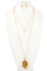 Double row multi tassel teardrop pendant necklace set