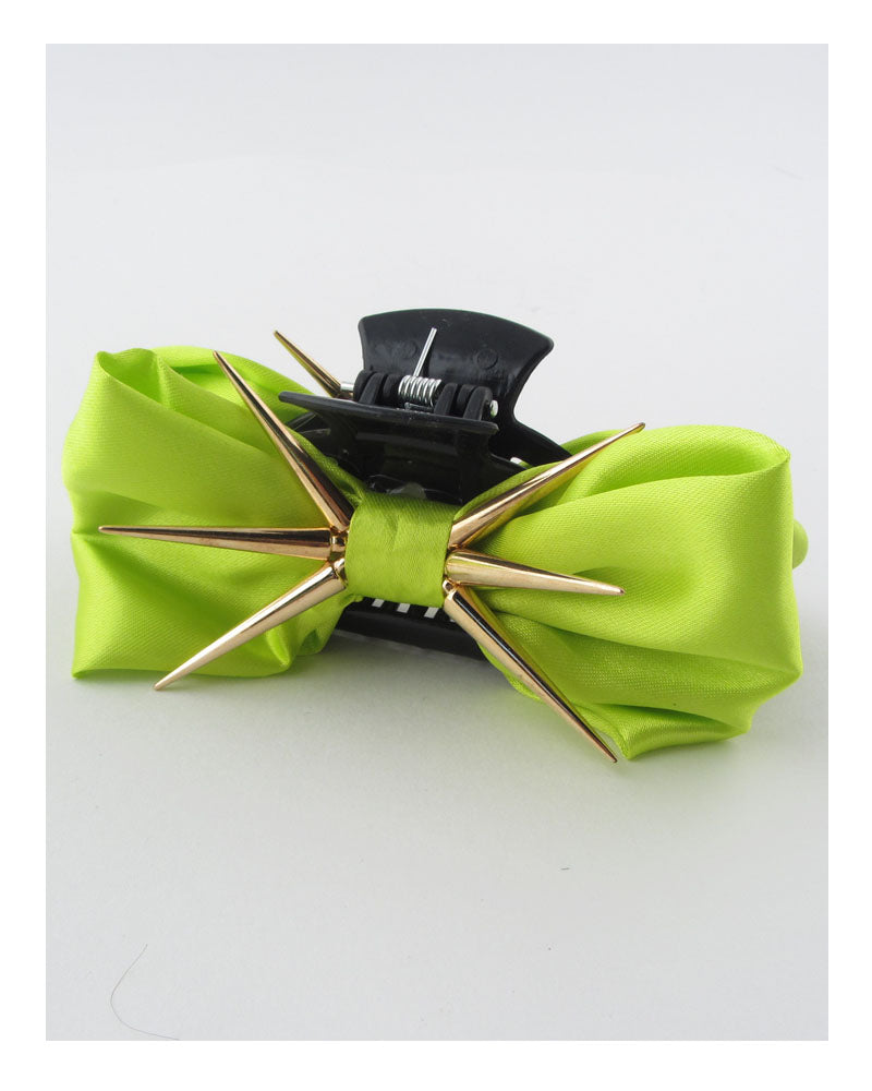 Bow hair jaw clip w/decorative spikes