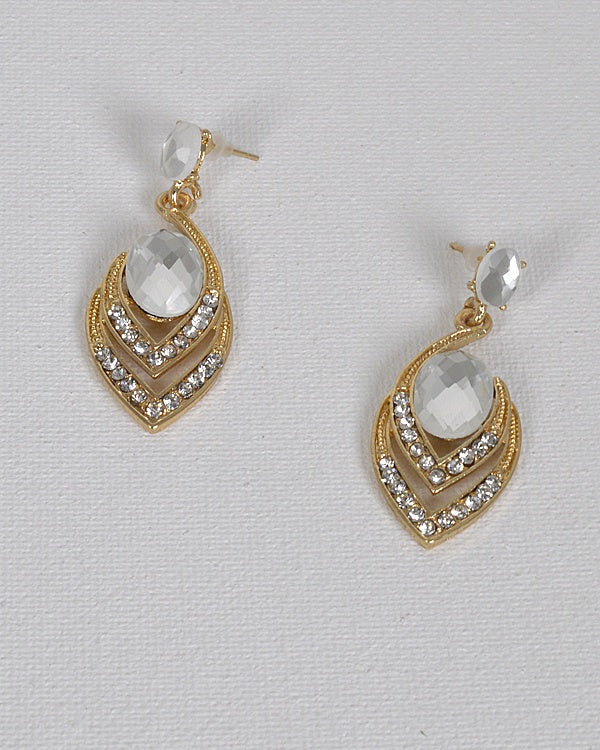 Onyx Stone and Rhinestone Embellished Drop Earrings