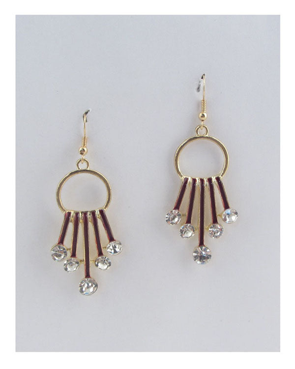 Circle earrings w/decorative rhinestones