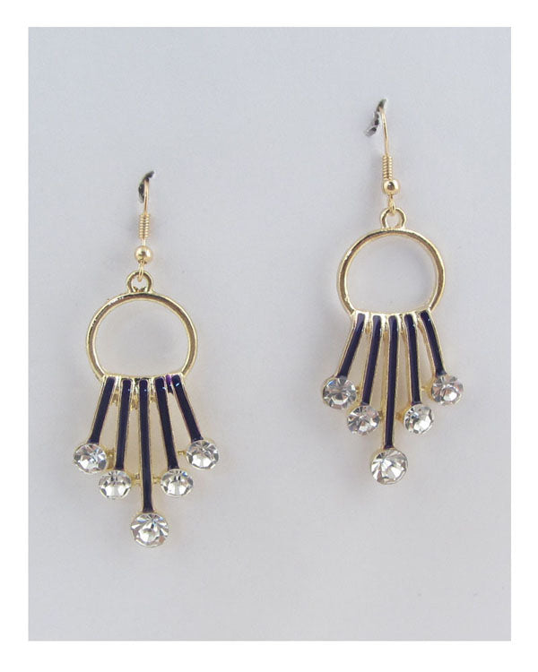 Circle earrings w/decorative rhinestones