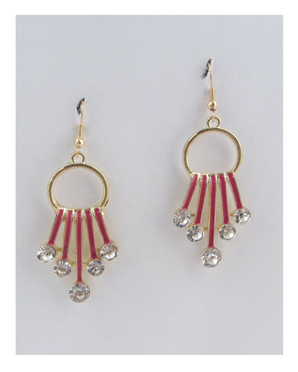 Circle earrings w/decorative rhinestones