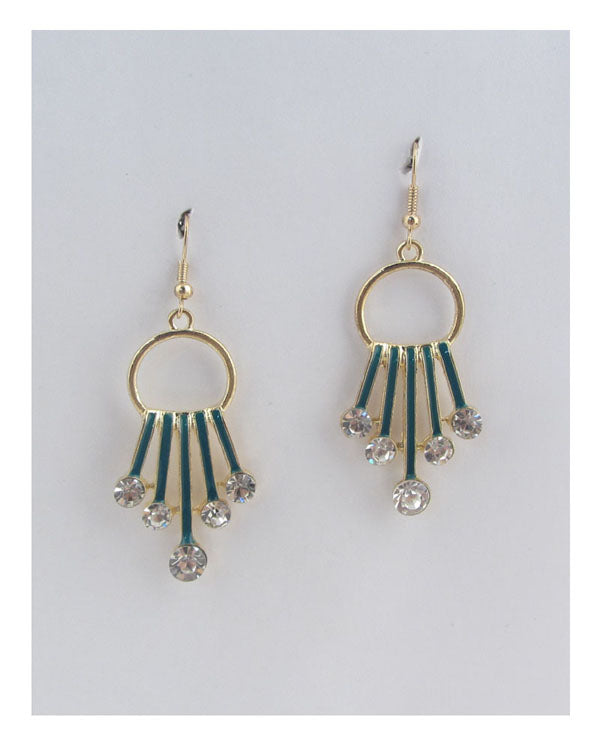 Circle earrings w/decorative rhinestones