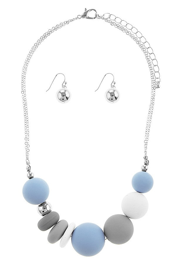 Sliding matte ball necklace set