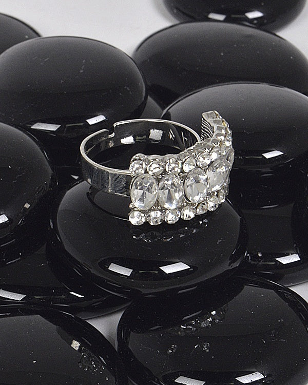 Adjustable Crystal Encrusted Statement Ring