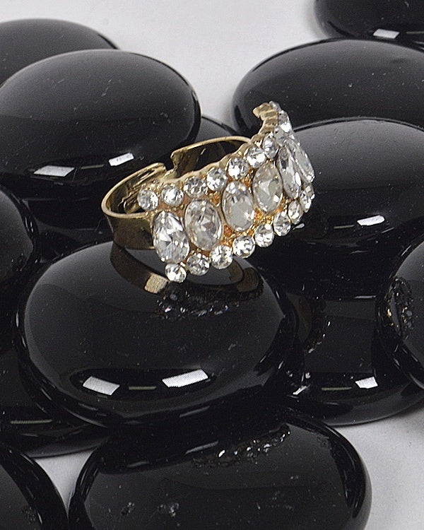 Adjustable Crystal Encrusted Statement Ring