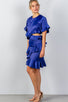 Ladies fashion bow tie back cut-out ruffle midi dress