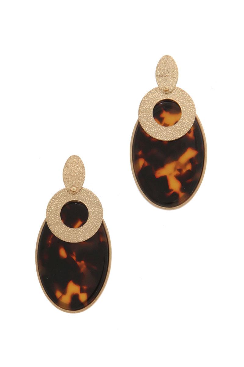 Actetate oval shape post drop earring