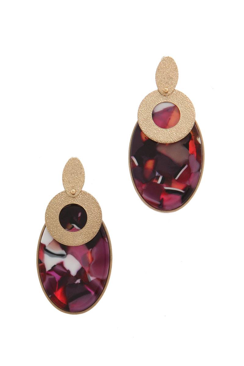 Actetate oval shape post drop earring