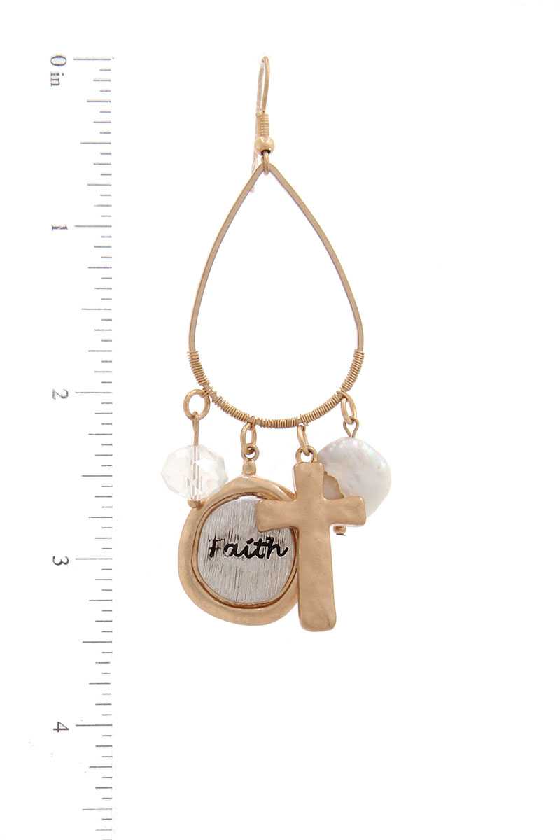 Faith Cross Charm Drop Earring