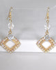 Crystal Studded Rhombus Shaped Earrings with Fishhook