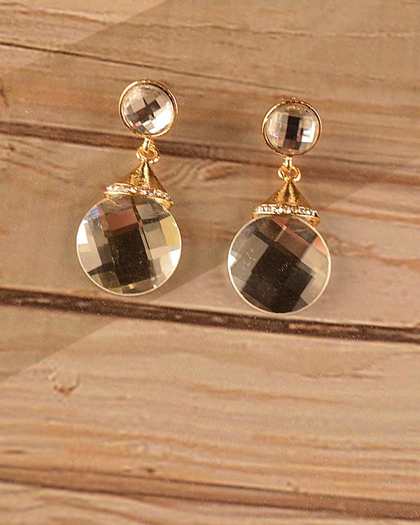 Round Crystal Drop Earrings