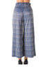 Ladies fashion casual plaid pants, high waist, wide leg & 2 front pockets