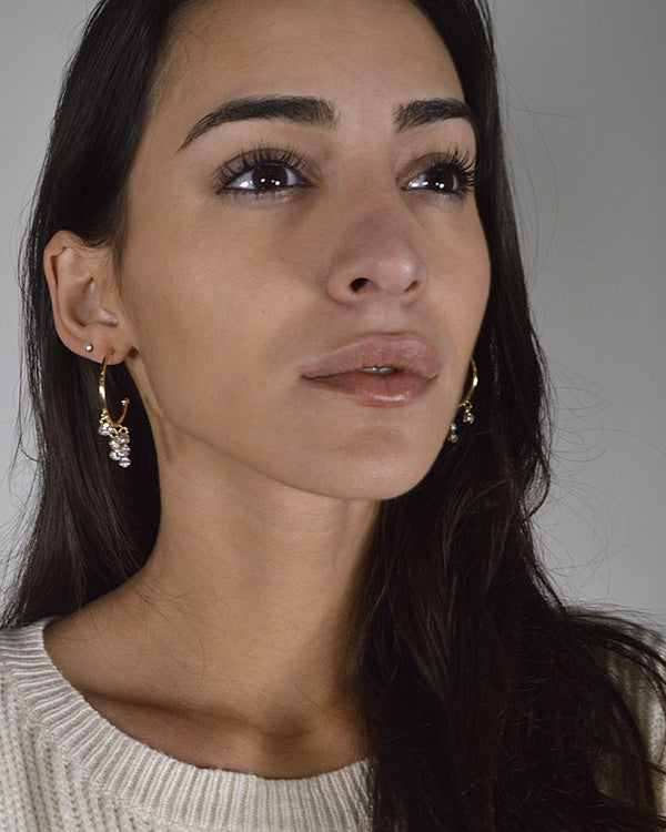 Hoops Earrings With Crystal Pendants