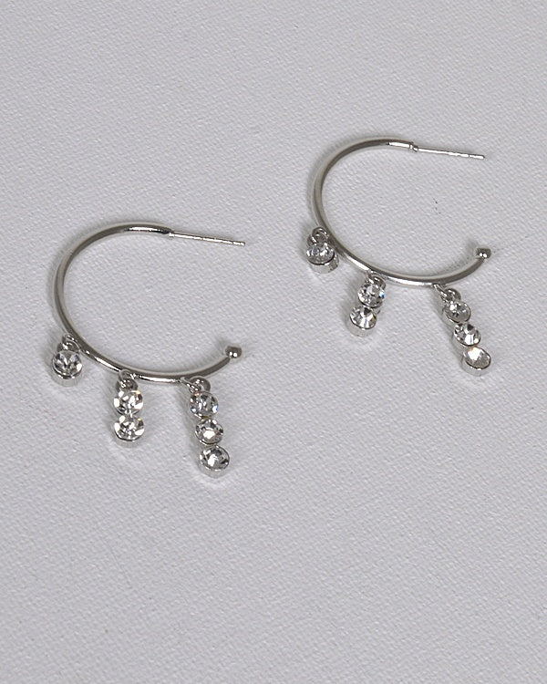 Hoops Earrings With Crystal Pendants