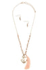 Anchor tassel pendant chipped gem necklace set