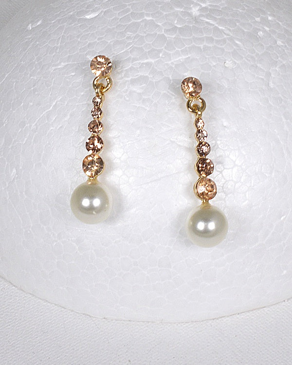 Pearl and Stone Studded Drop Earrings