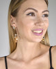 Crystal Studded Metallic Panel Design Drop Earrings