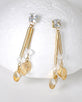 Crystal Studded Metallic Panel Design Drop Earrings