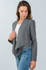 Ladies fashion charcoal irregular hem open front cardigan