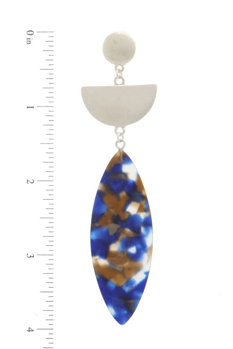 Acetate pointed oval drop earring