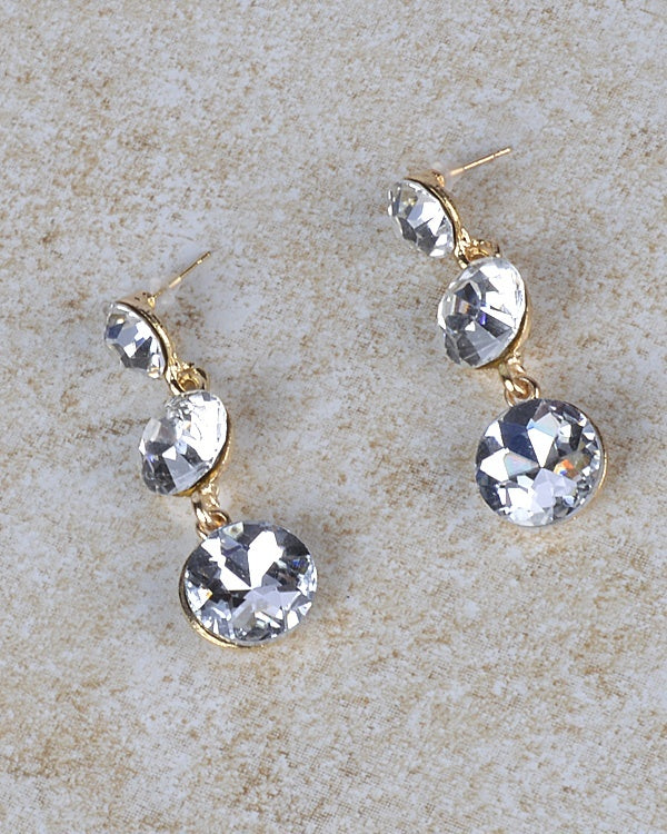 Three-Stone Drop Earrings