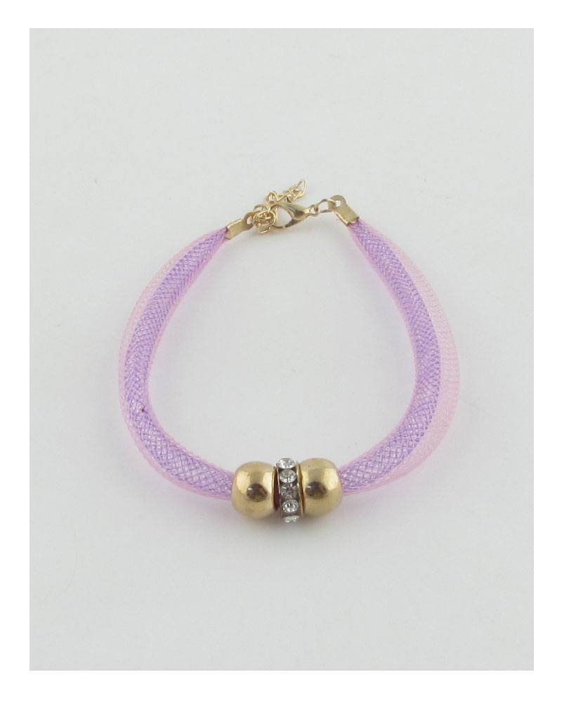 Stretch color mesh bead ball bracelet