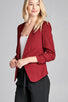 Ladies fashion 3/4 shirring sleeve open front woven jacket