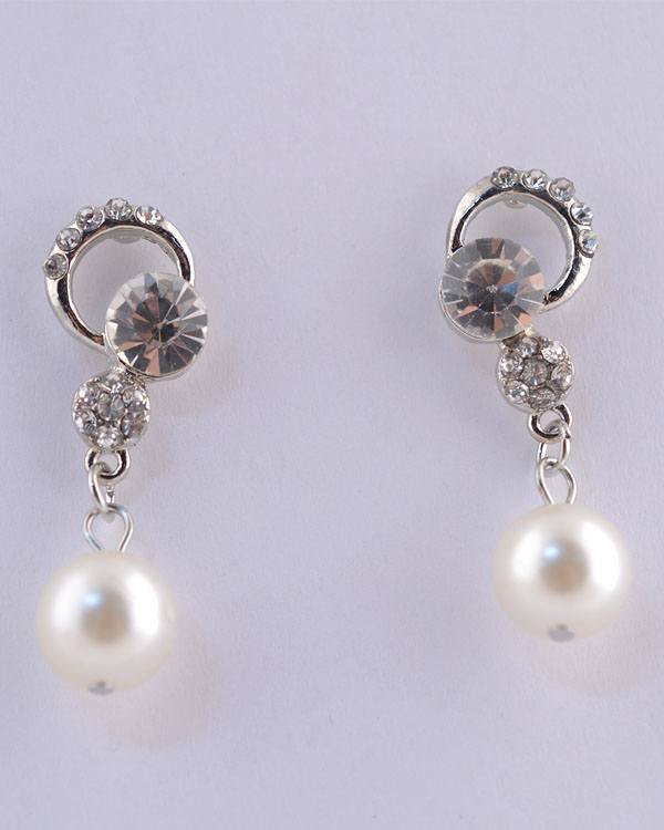 Rhinestone Faux Pearl Dangle Earrings