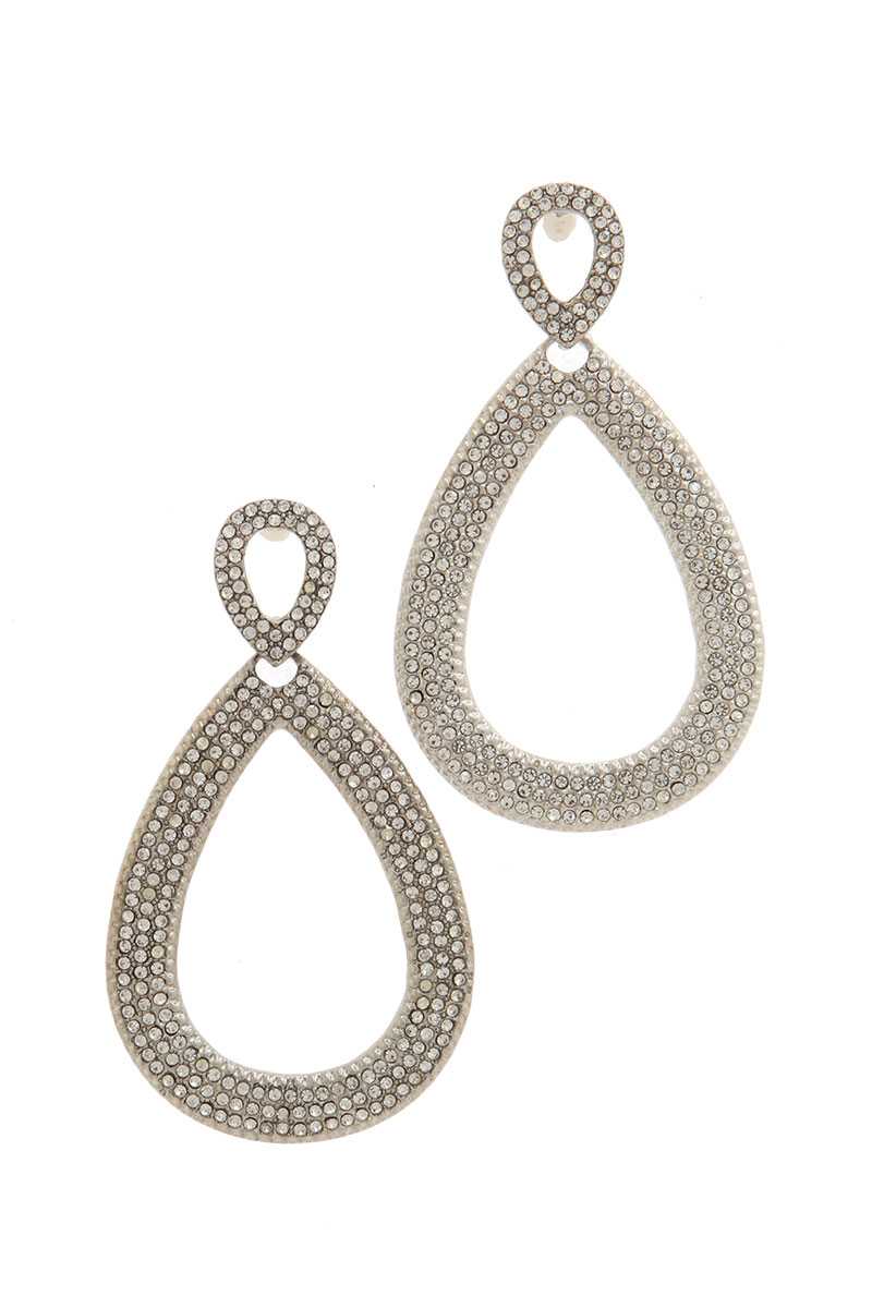 Double tear drop rhinestone shape post drop earring