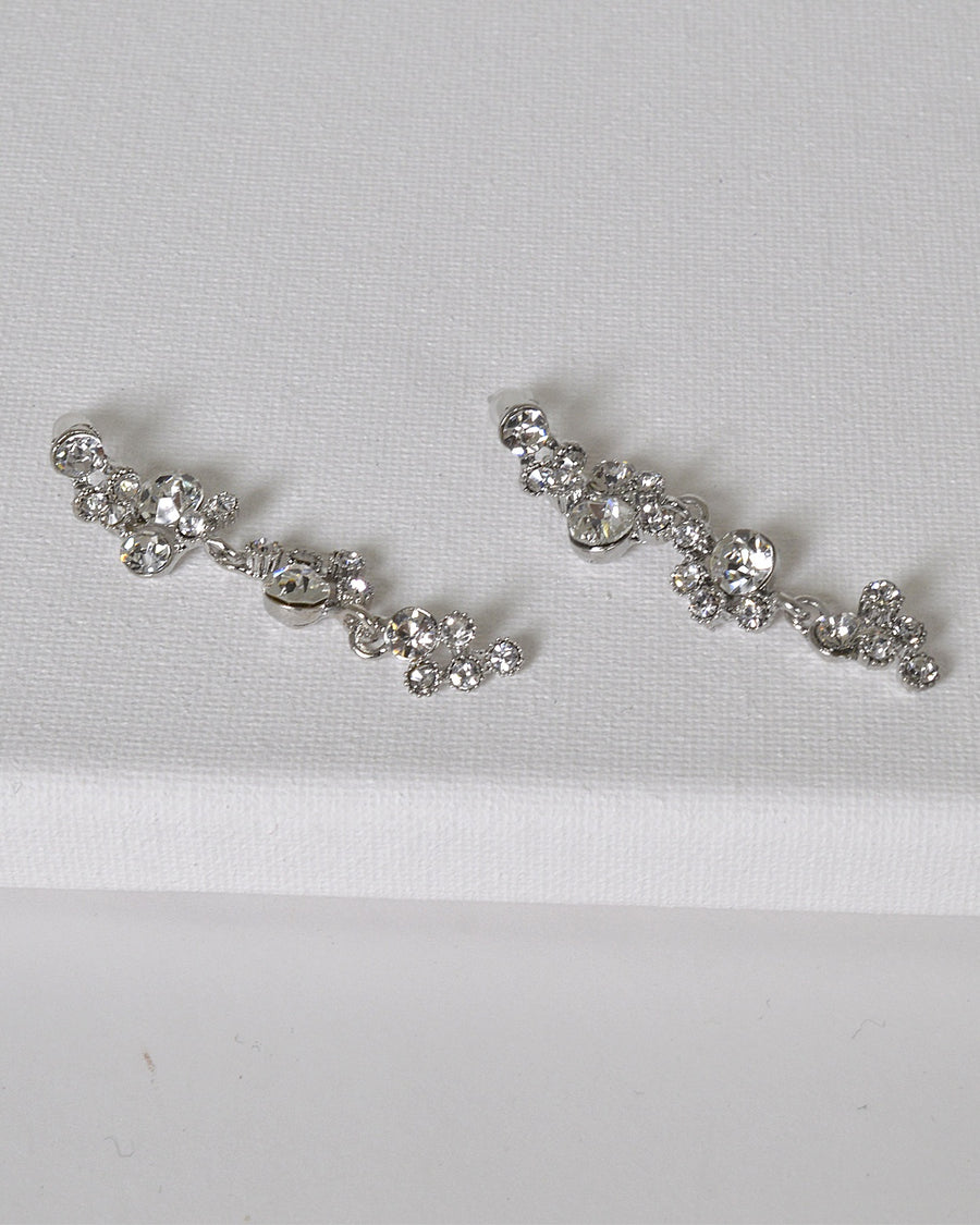 Crystal Studded Drop Earrings with Post Back Closure