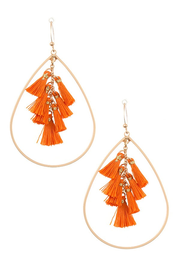 Multi tassel link teardrop dangle earring