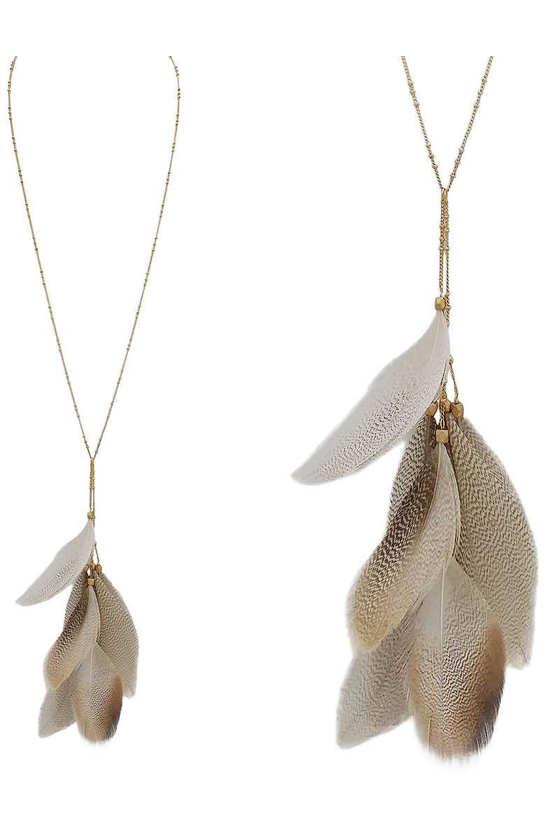 Feather pendant y shape necklace