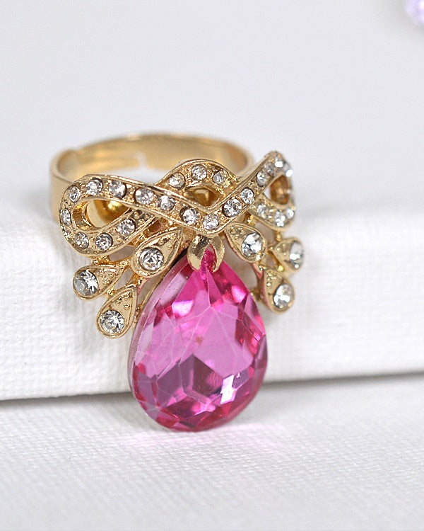 Crystal and Stone Studded Adjustable Ring