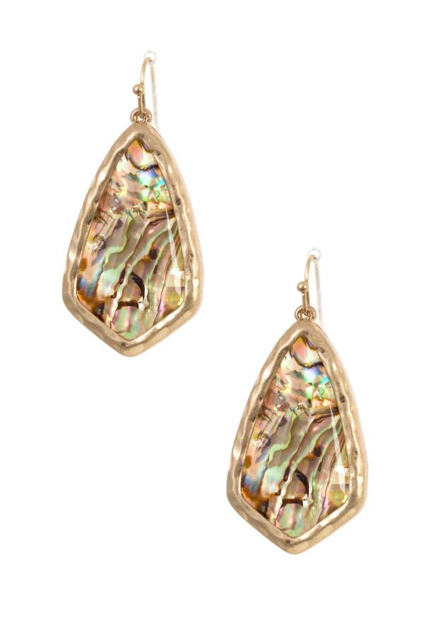 Hamemred framed faceted opal stone earring