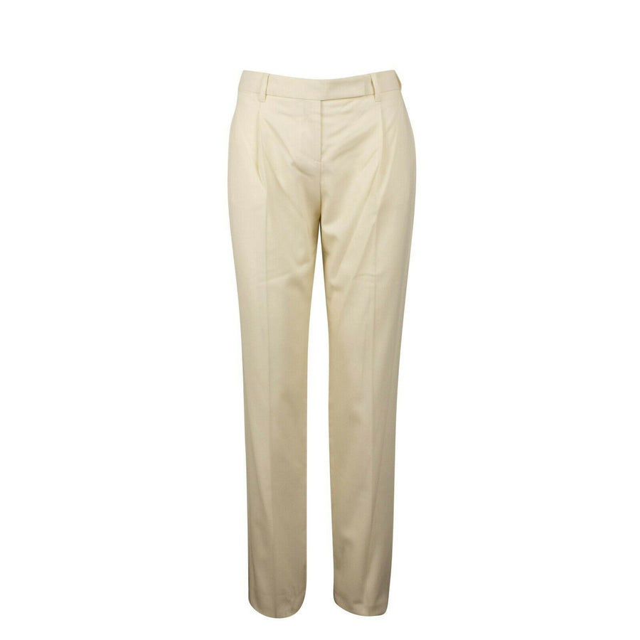 Wool Blend Pleated Pants - Ivory