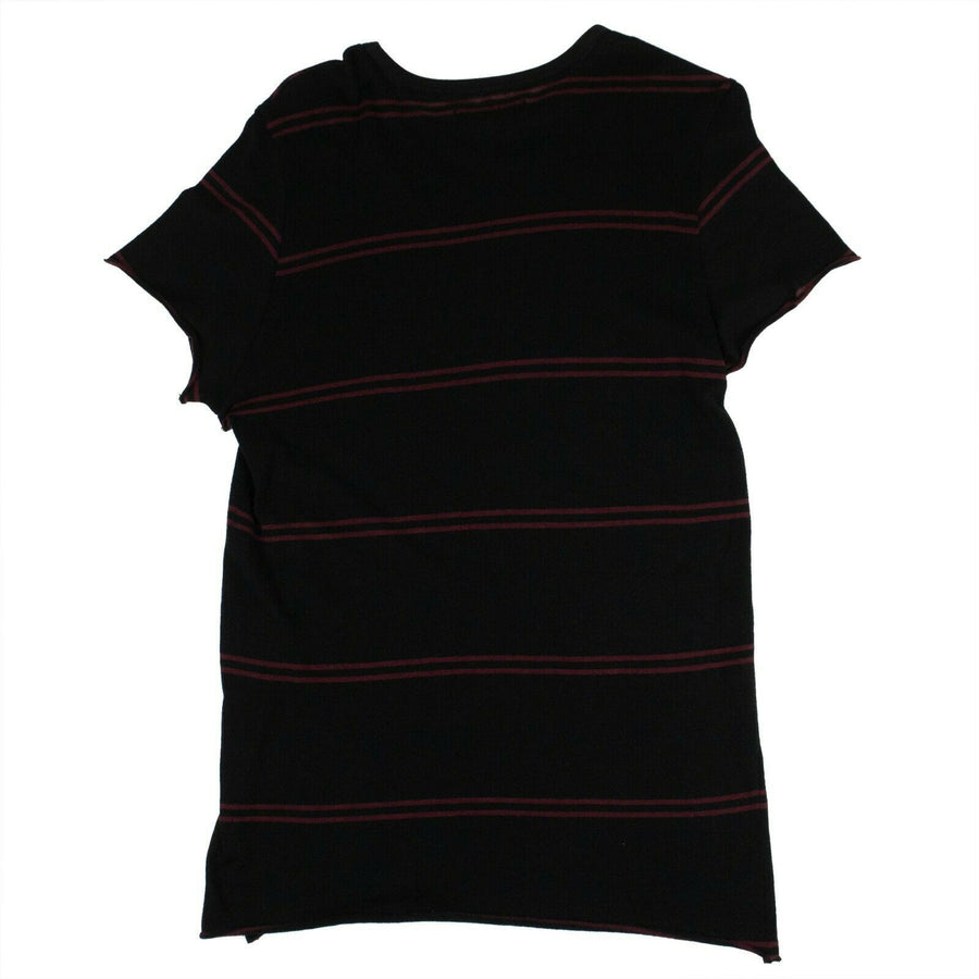 Striped Knit Short Sleeve Sweater T -  Black / Burgundy