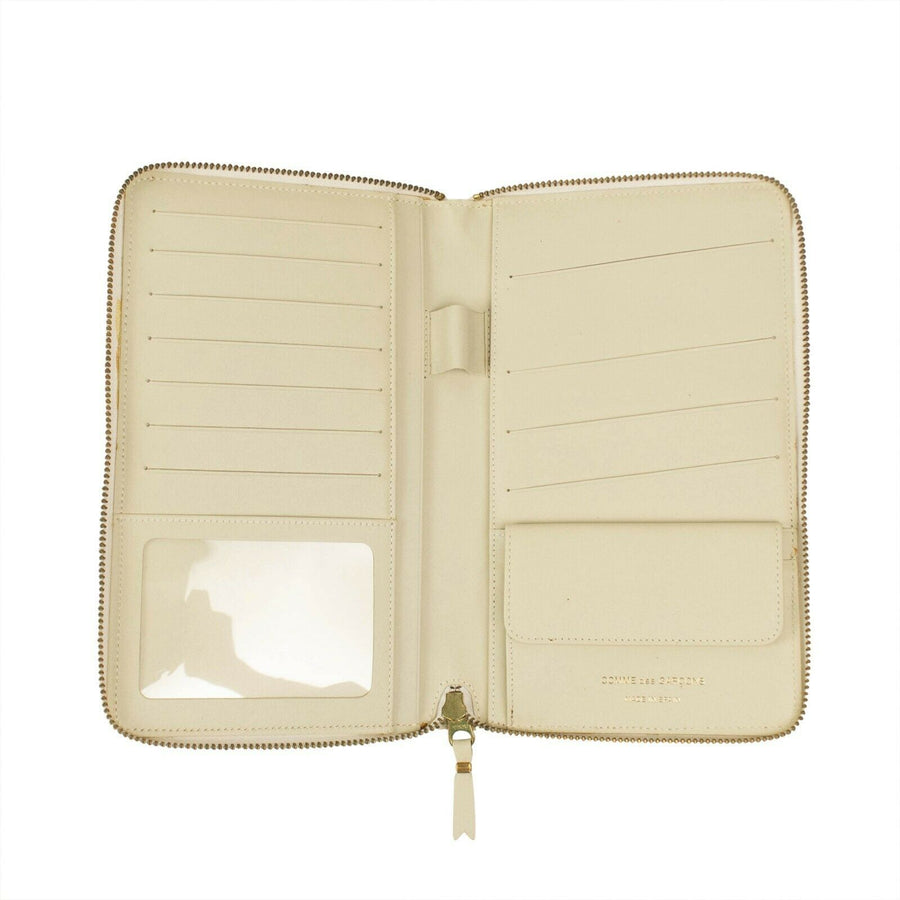 Leather Star Embossed Travel Organizer Wallet - Cream