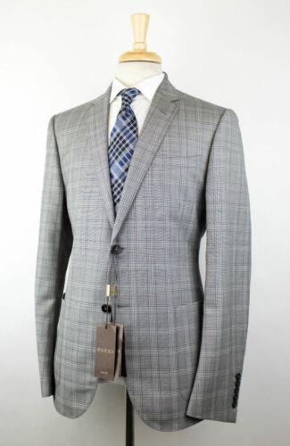 Plaid Wool Blend 2 Button Slim/Trim Fit Suit - Gray