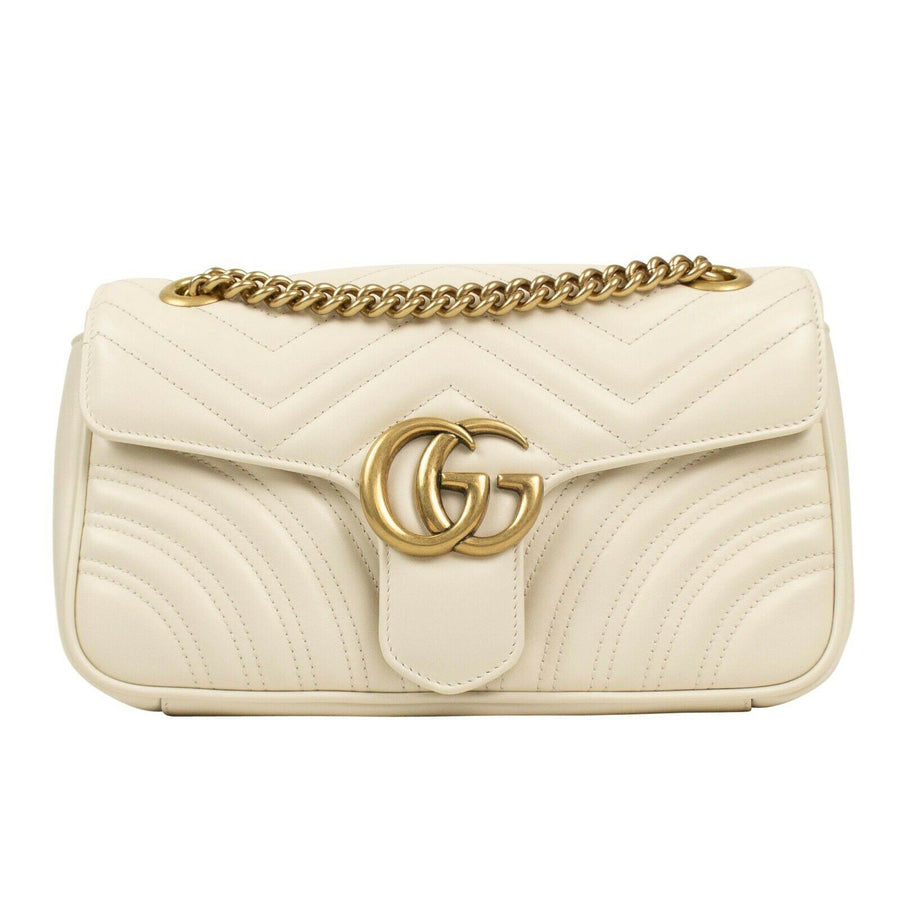 Quilted Leather GG Marmont Matelassé Small Shoulder Bag - Ivory