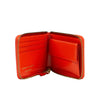 Leather Letter Embossed Small Wallet - Red Orange