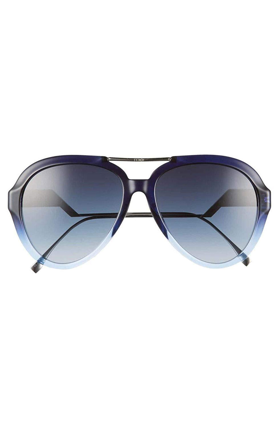 FF0322GS-ZX908 Oversized Round Sunglasses - Silver Blue / Gray