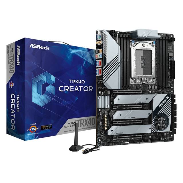 ASRock TRX40 CREATOR Socket sTRX4/ AMD TRX40/ DDR4/ 4-Way CrossFireX & 4-Way SLI/ SATA3&USB3.2/ M.2/ WiFi/ Bluetooth/ ATX Motherboard