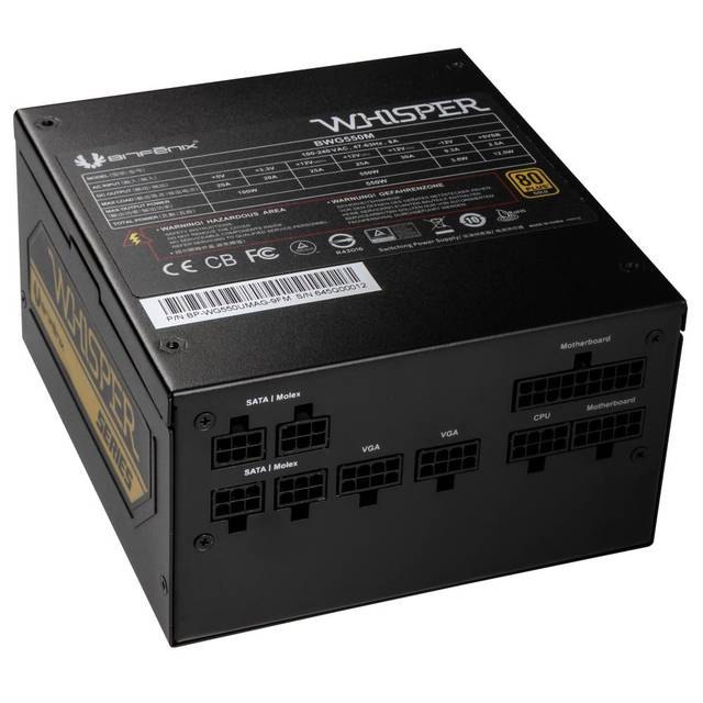 BitFenix Whisper M BP-WG550UMAG-7FM 550W 80 PLUS Gold ATX 12V V2.4 Power Supply