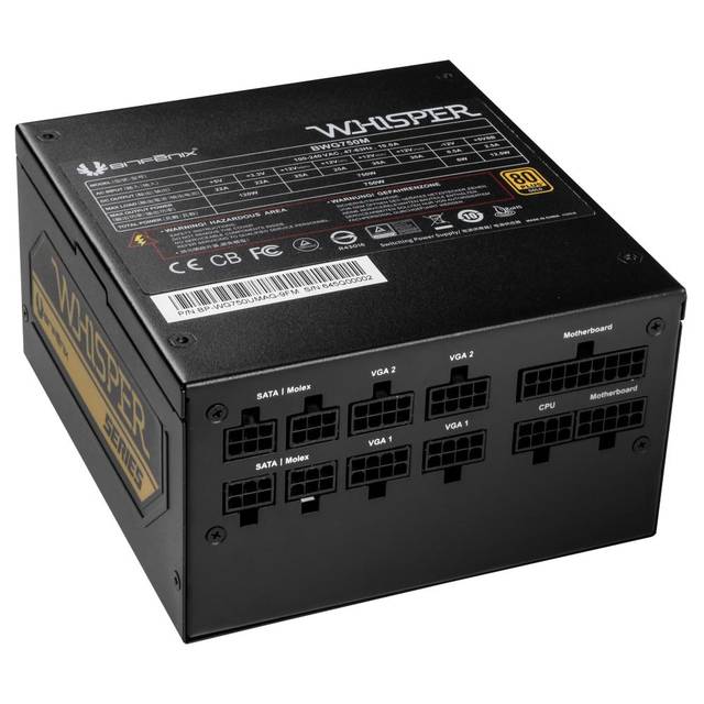 BitFenix Whisper M BP-WG750UMAG-7FM 750W 80 PLUS Gold ATX 12V V2.4 Power Supply